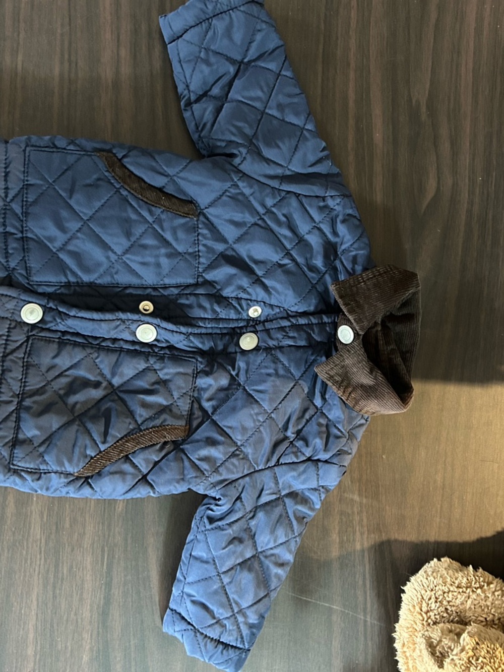 Baby Boy Quilted Jacket 0–3 Months Navy Blue Corduroy Collar Classic Coat